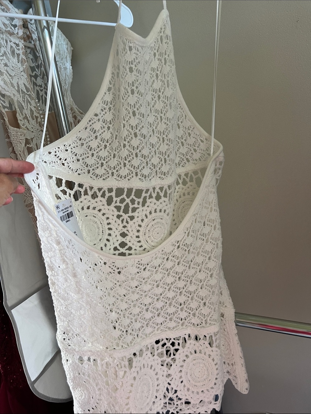 Hollister Cream Crochet Swim Cover-Up Tank Top